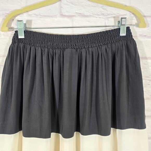 M Mossimo Grey Yellow Colorblock Flowy Skirt Women Size M Elastic Tiered Cottage - Picture 6 of 10